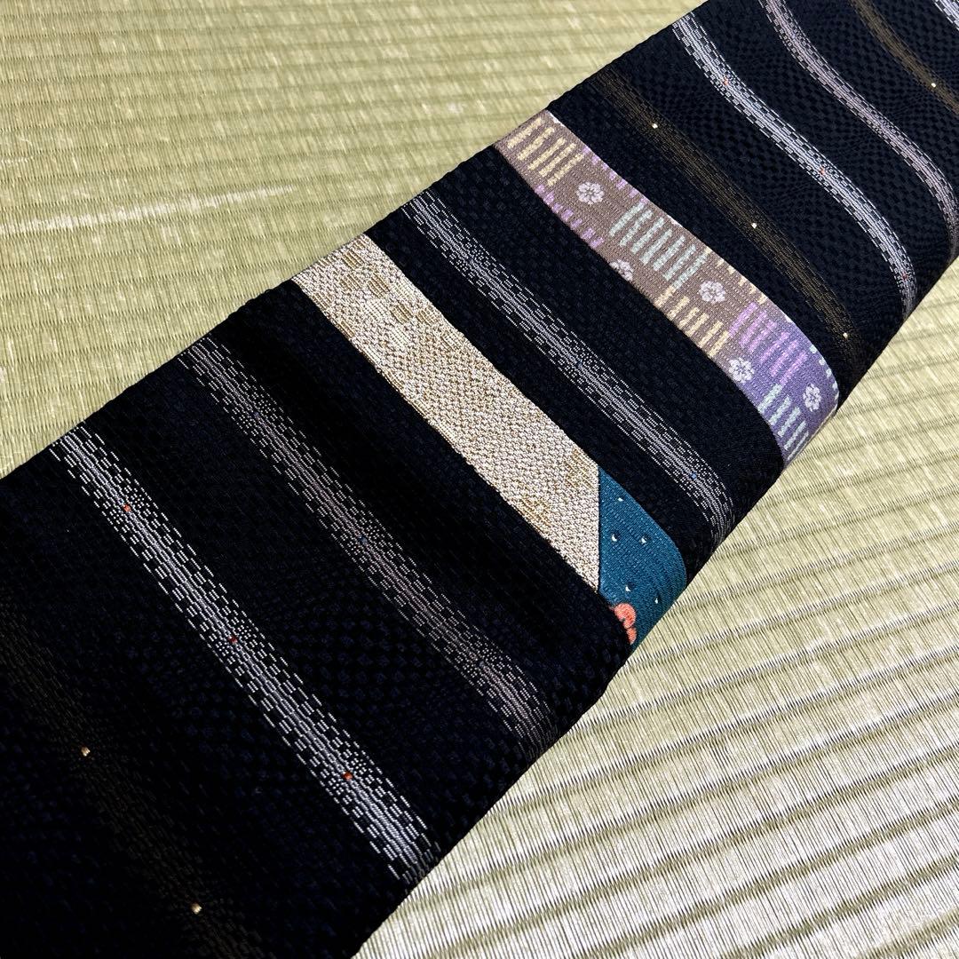 正絹　袋帯《縞　きりばめ》