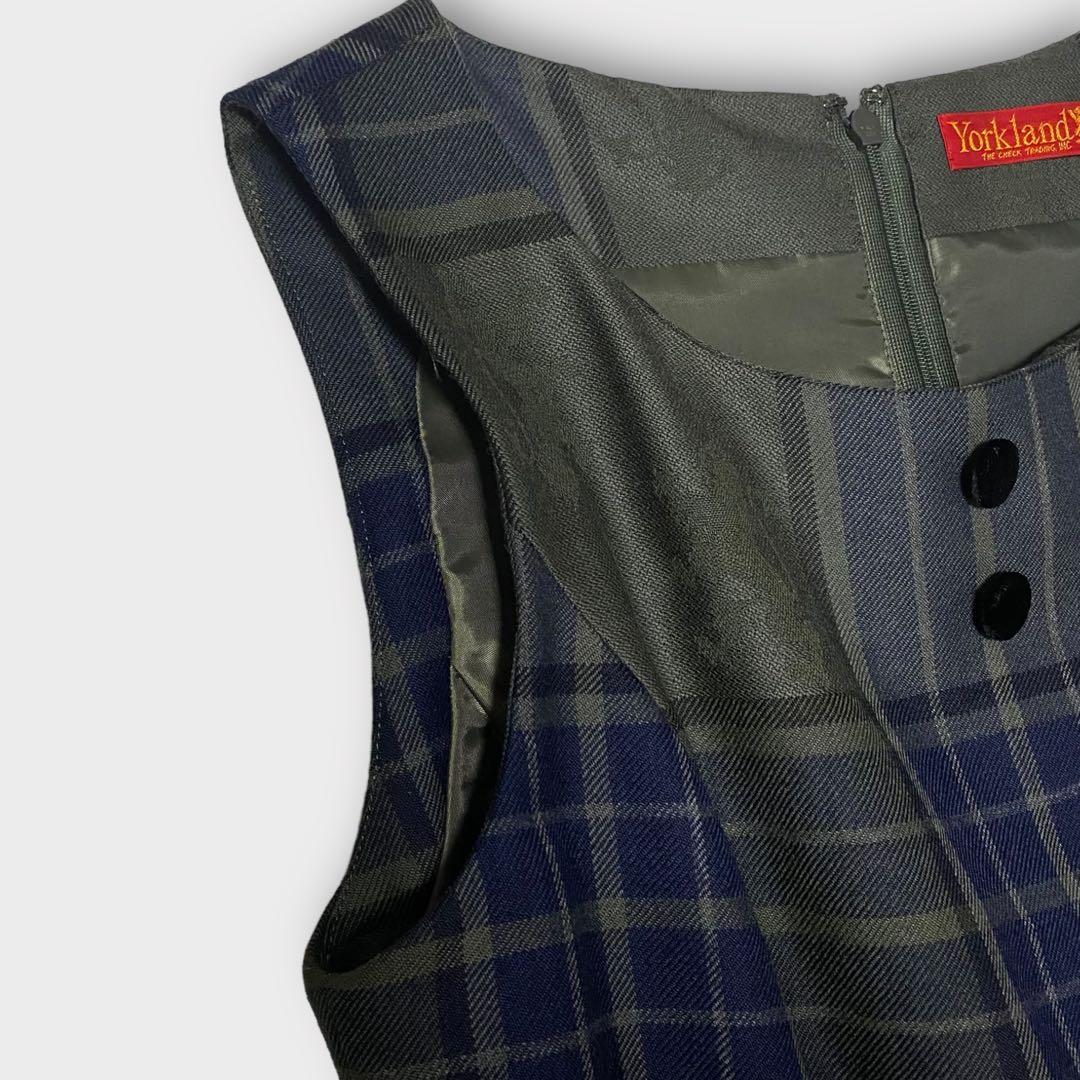 美品】York land ヨークランド ライオンジャガード チェックワンピース