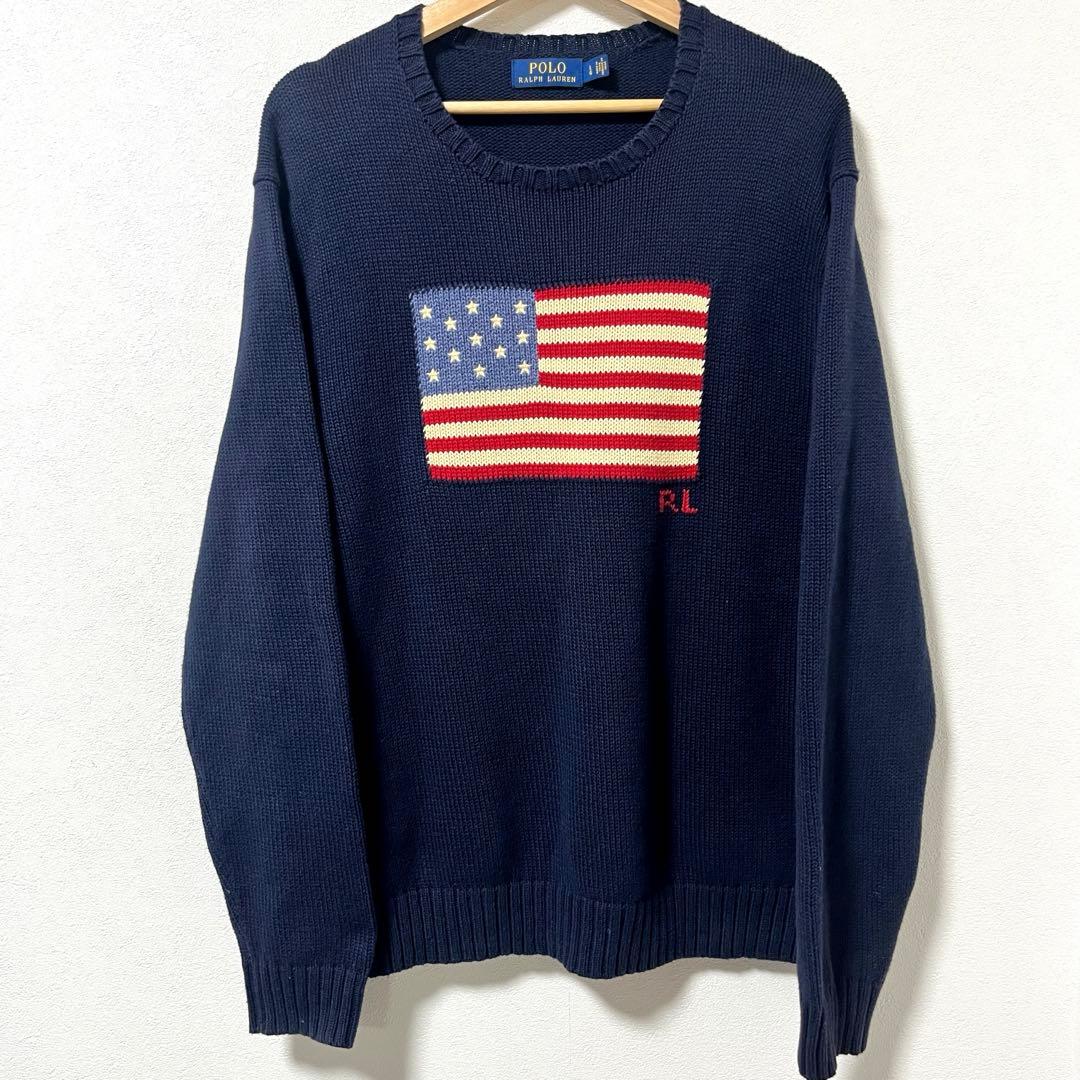 《Polo Ralph Lauren》Iconic Flag Sweater L