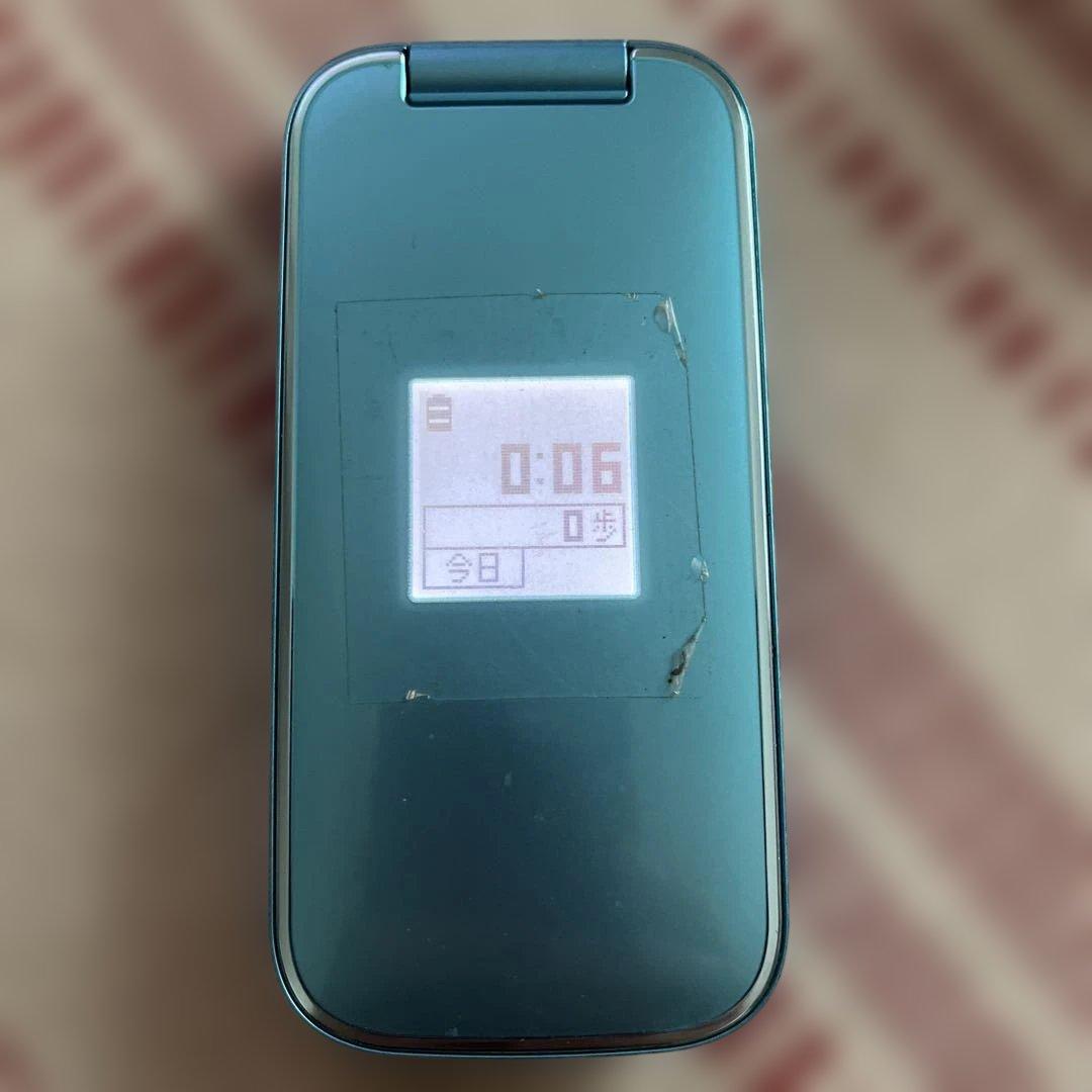 美品 docomo ドコモ F-01G ブルー折りたたみ式携帯電話 卓上充電器付