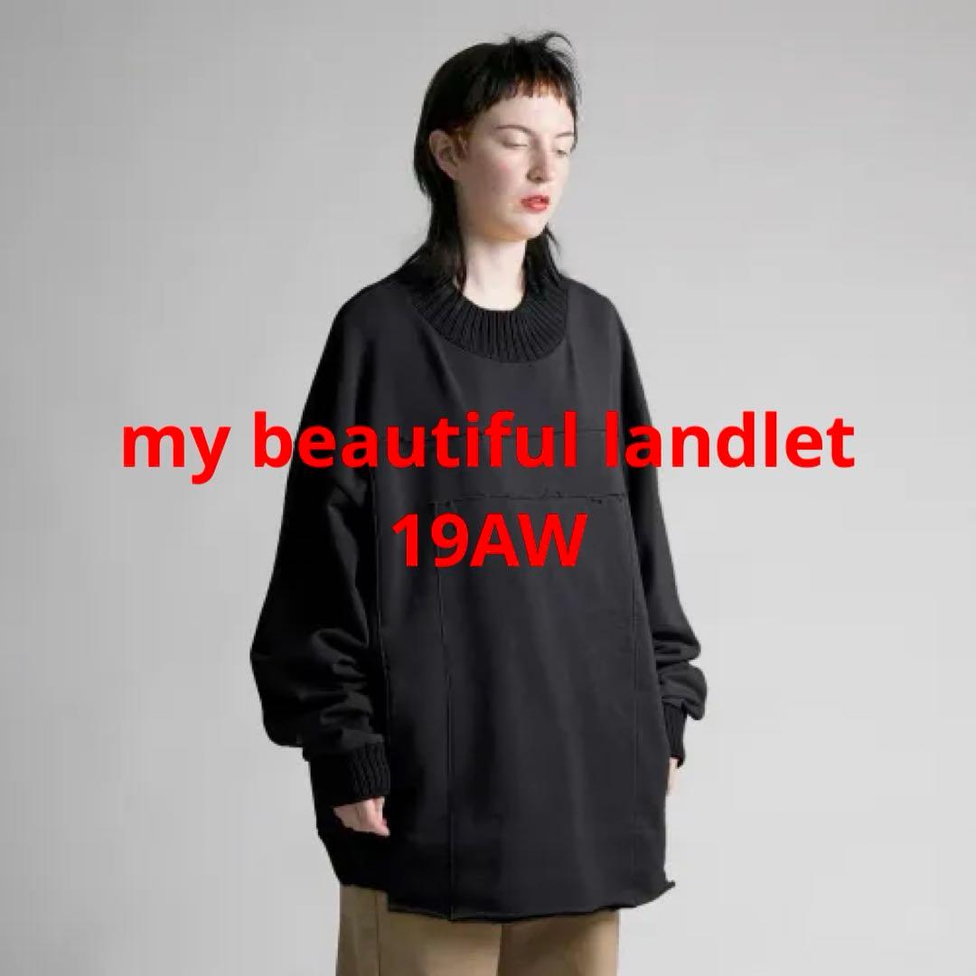 19AW my beautiful landlet ニット切替スウェット黒】