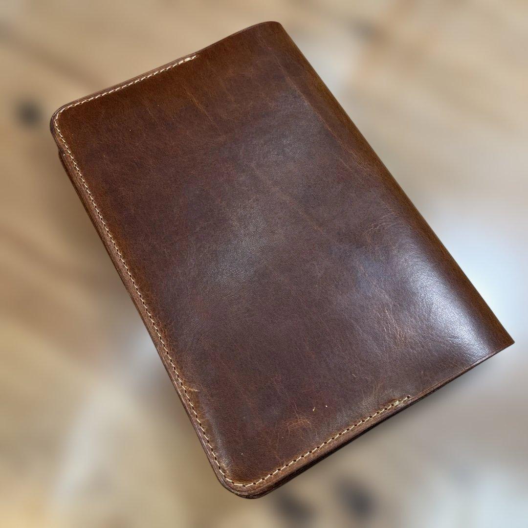 ちよぴー様オーダー品】A5 ブックカバー レッド ブラウン ペンケース