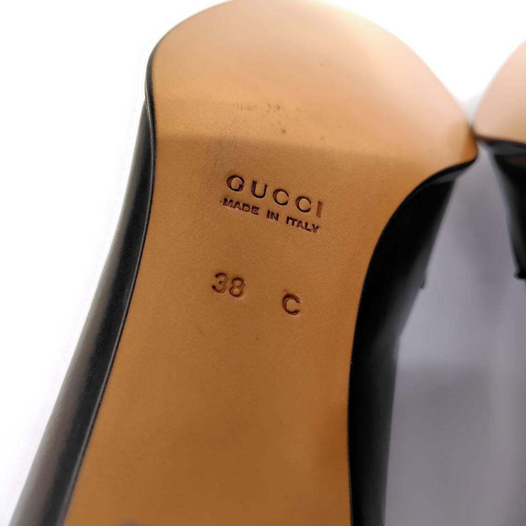 ☆katxxx様☆グッチ ローファー 38C パンプス ロゴ プレート レザー