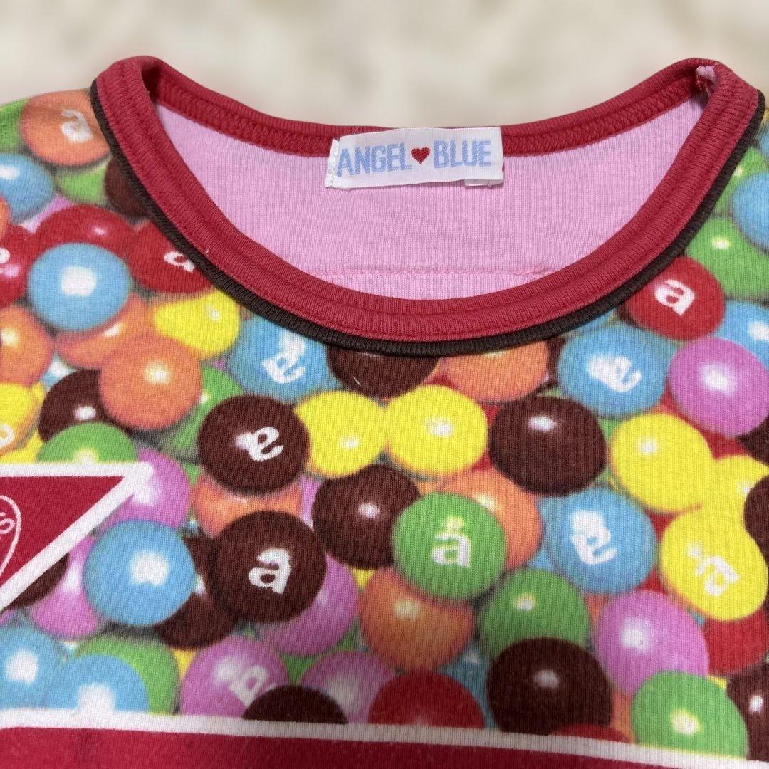 希少 エンジェルブルー Tシャツ 日本製 お菓子柄 平成レトロ Y2K