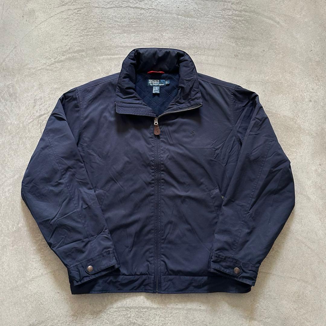 90s ラルフローレン ウォームアップジャケット 濃紺ネイビー 裏