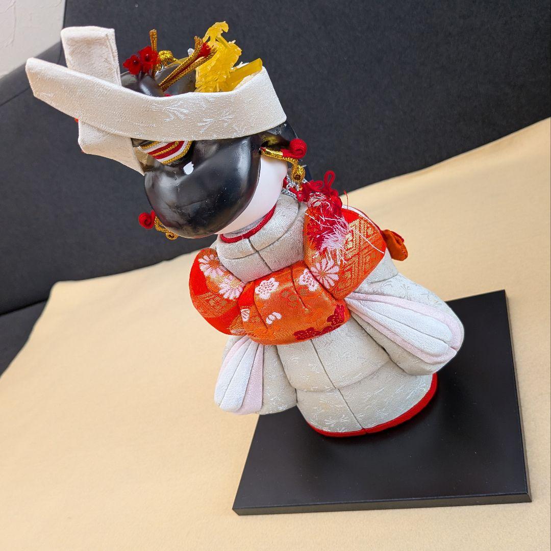花嫁 木目込人形 白無垢 白赤衣装／共箱あり／木目込花嫁人形 高さ約