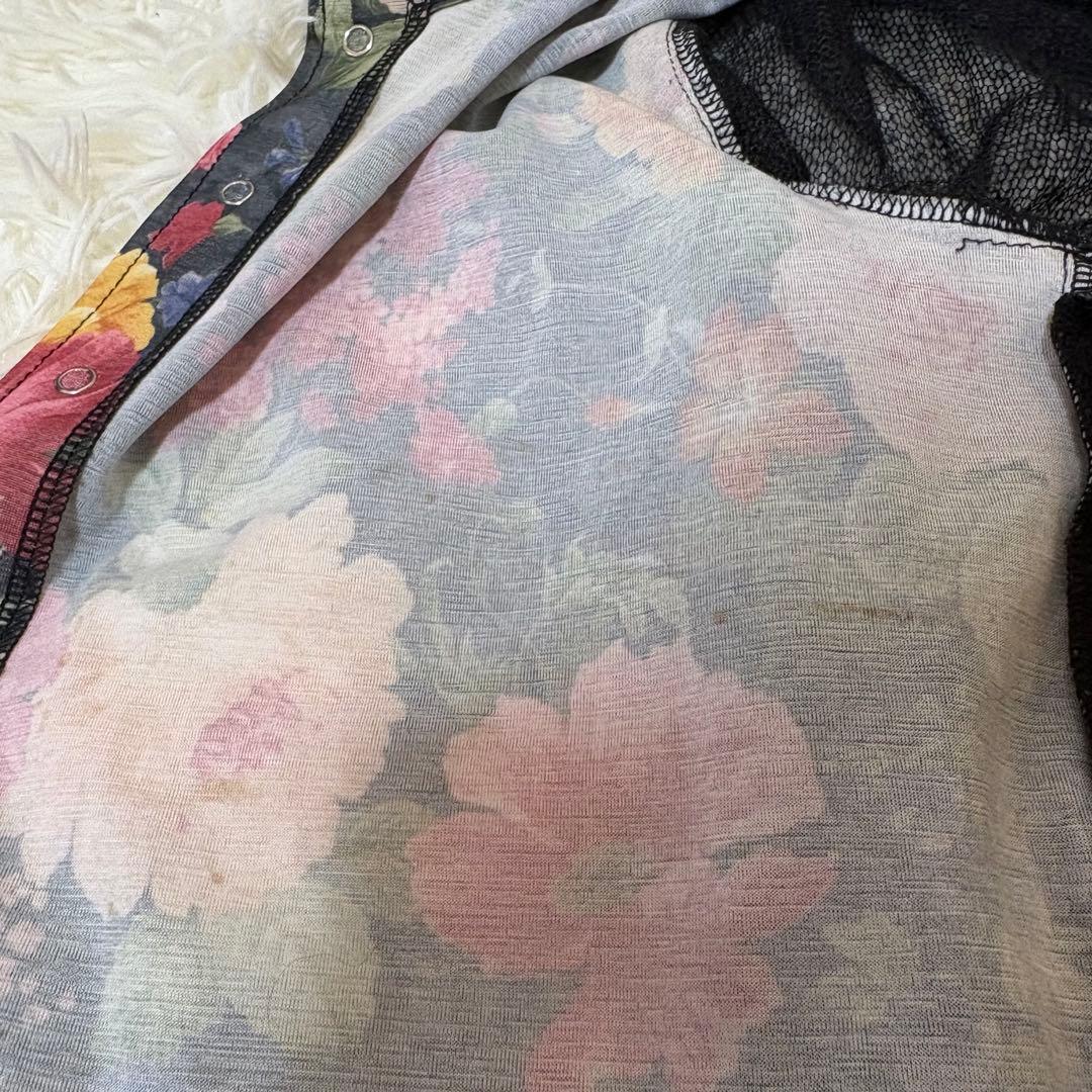 トリココムデギャルソンAD2013 花柄 切替え モヘア ニットシャツ S