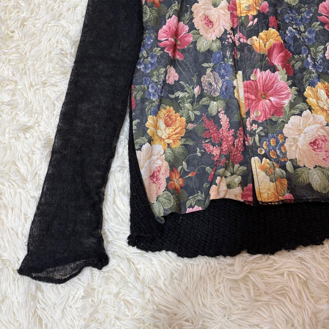 トリココムデギャルソンAD2013 花柄 切替え モヘア ニットシャツ S