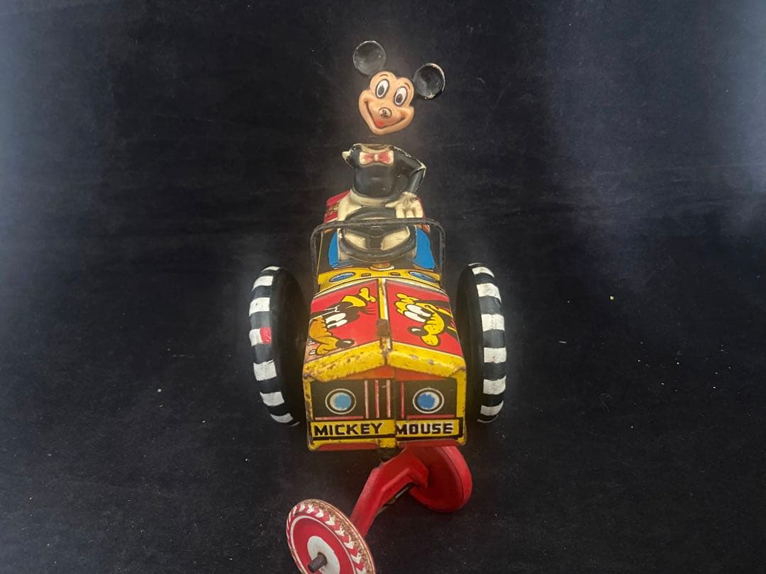 ⭐️年代物。ラインマー/ ディズニー /ミッキー ゼンマイ式ブリキカー