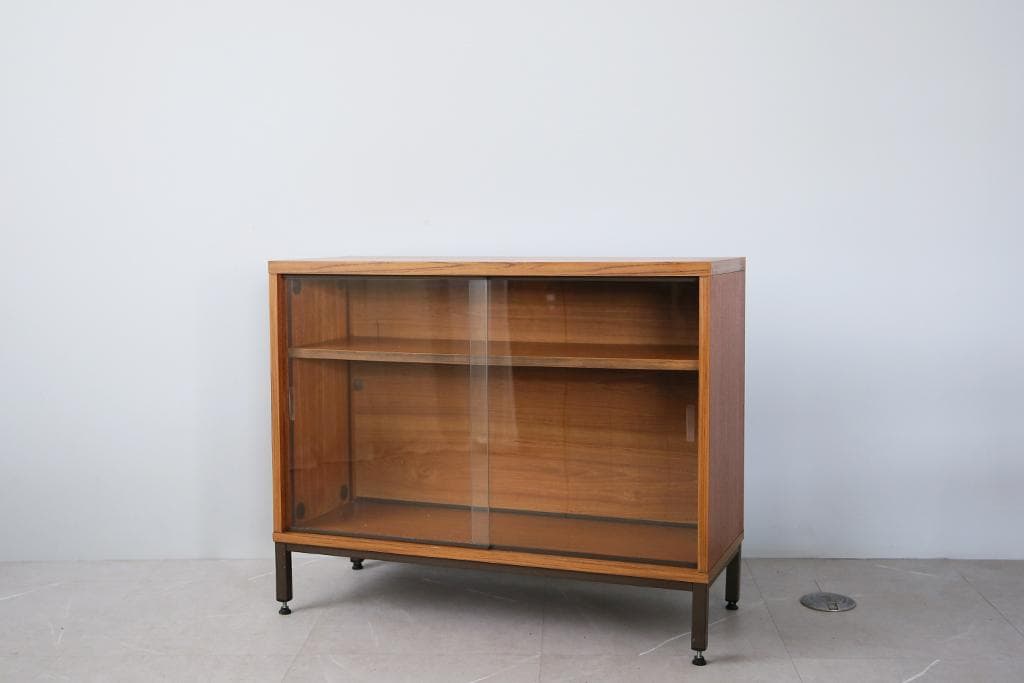 英国アンティークブックケースキャビネット/木製本棚/食器棚/飾り棚(92