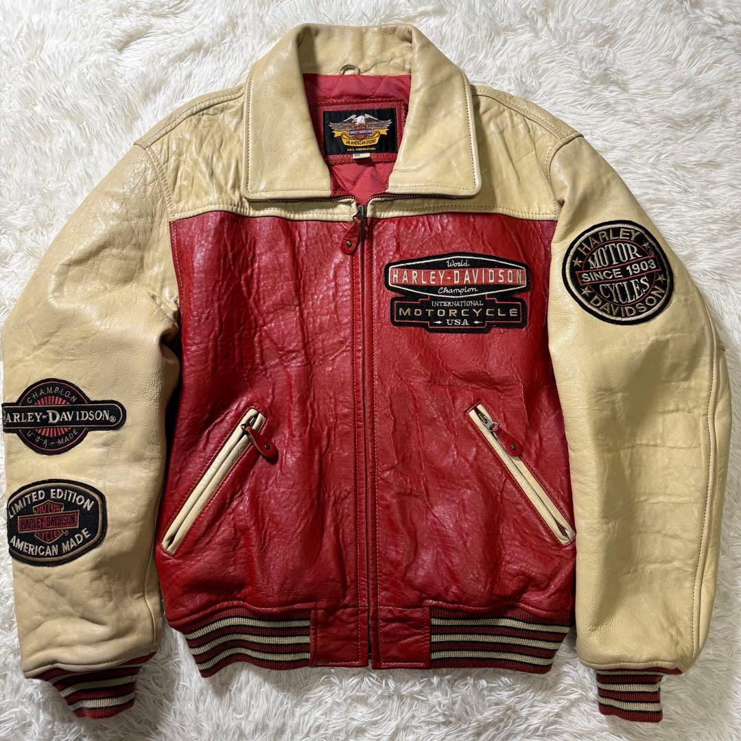 激レア】ハーレーダビッドソン スタジャン オールレザー 羊革 ワッペン