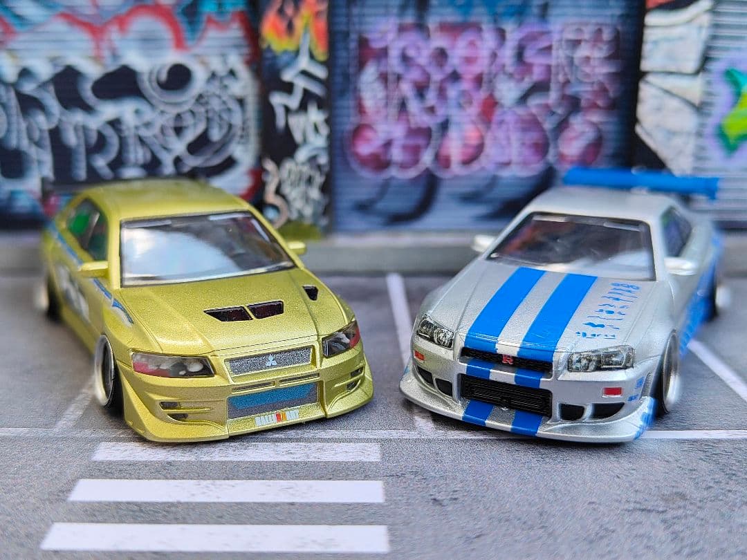トミカ改造 日産 GTR R34 ワイスピ仕様 リアル化深リム ホットウィール