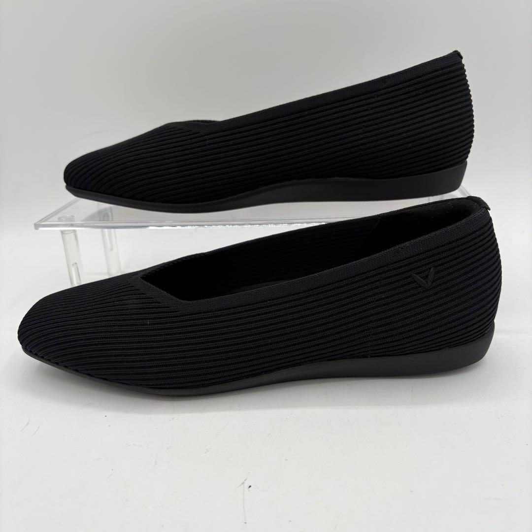【未使用】ビバイア　【24.5cm】フラットシューズ　スクエア　Vカットブラック