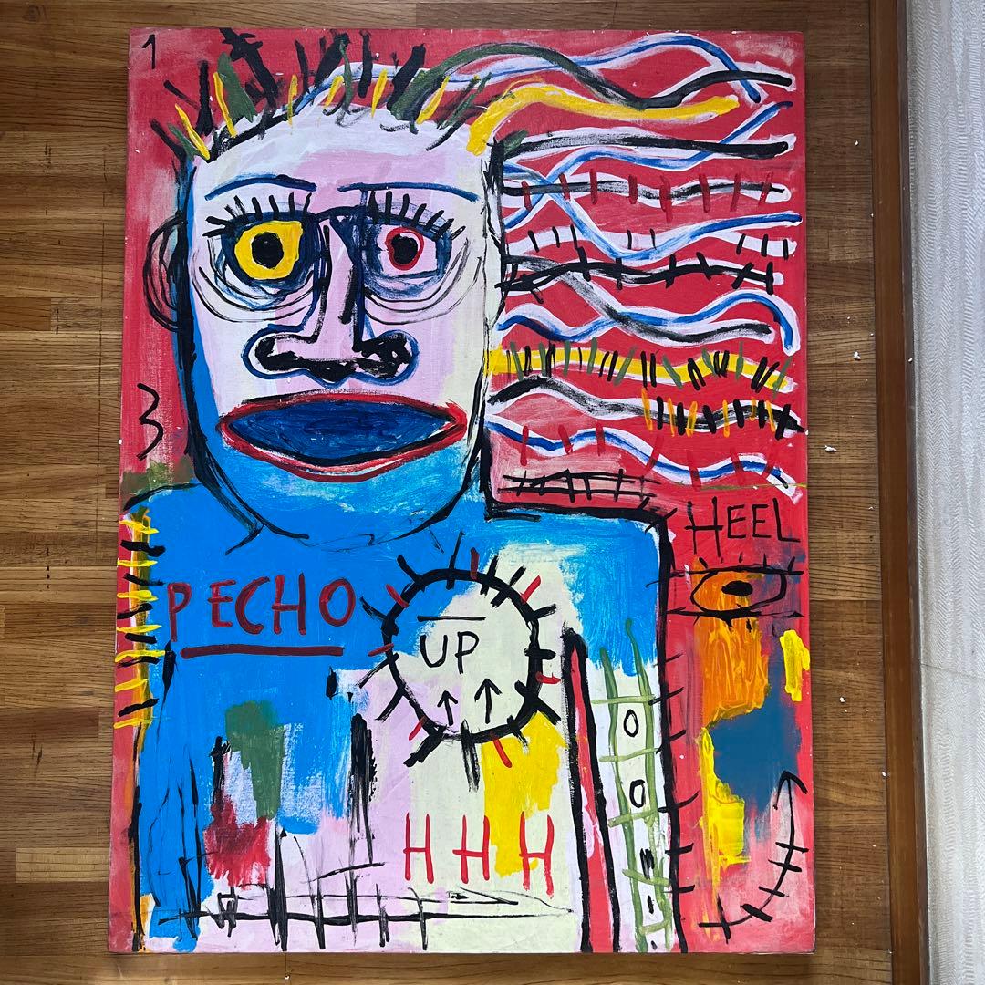 貴重 ジャン=ミシェル・バスキア 大型肉筆油彩画 - メルカリ