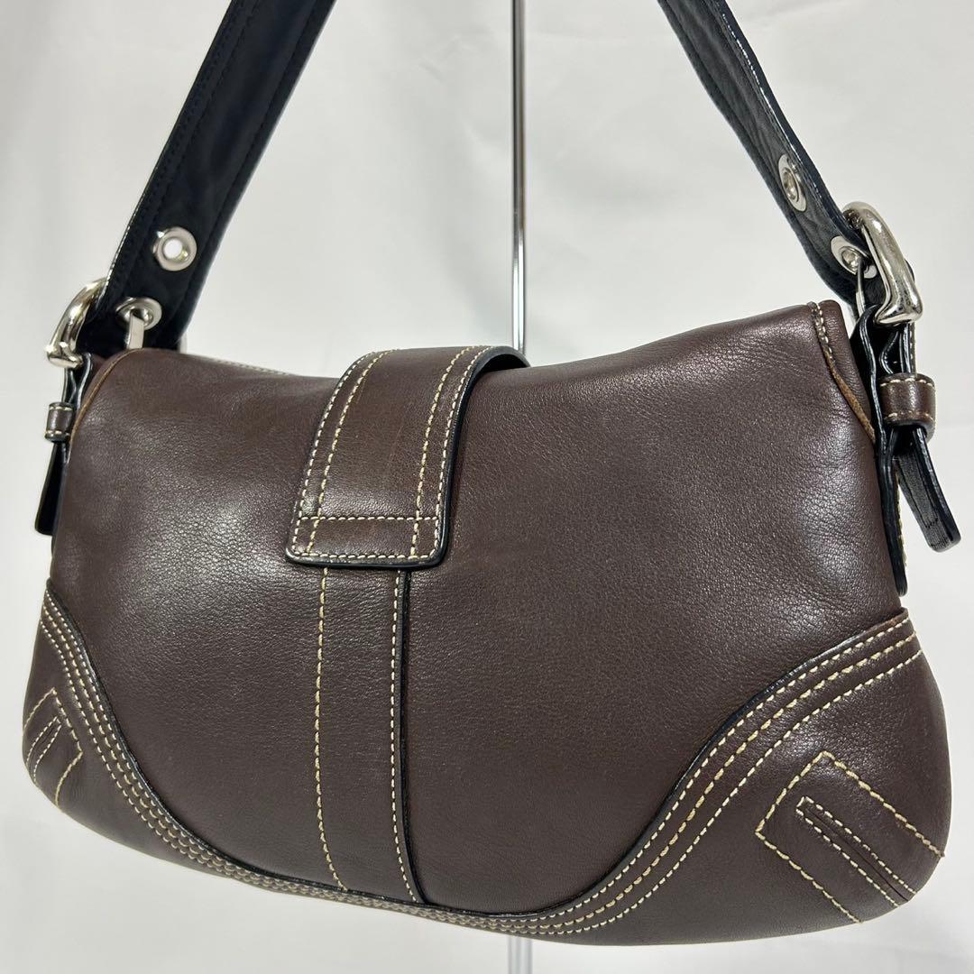 極美品】コーチ 10188 ソーホー スモールフラップ ワンハンドバッグ 茶