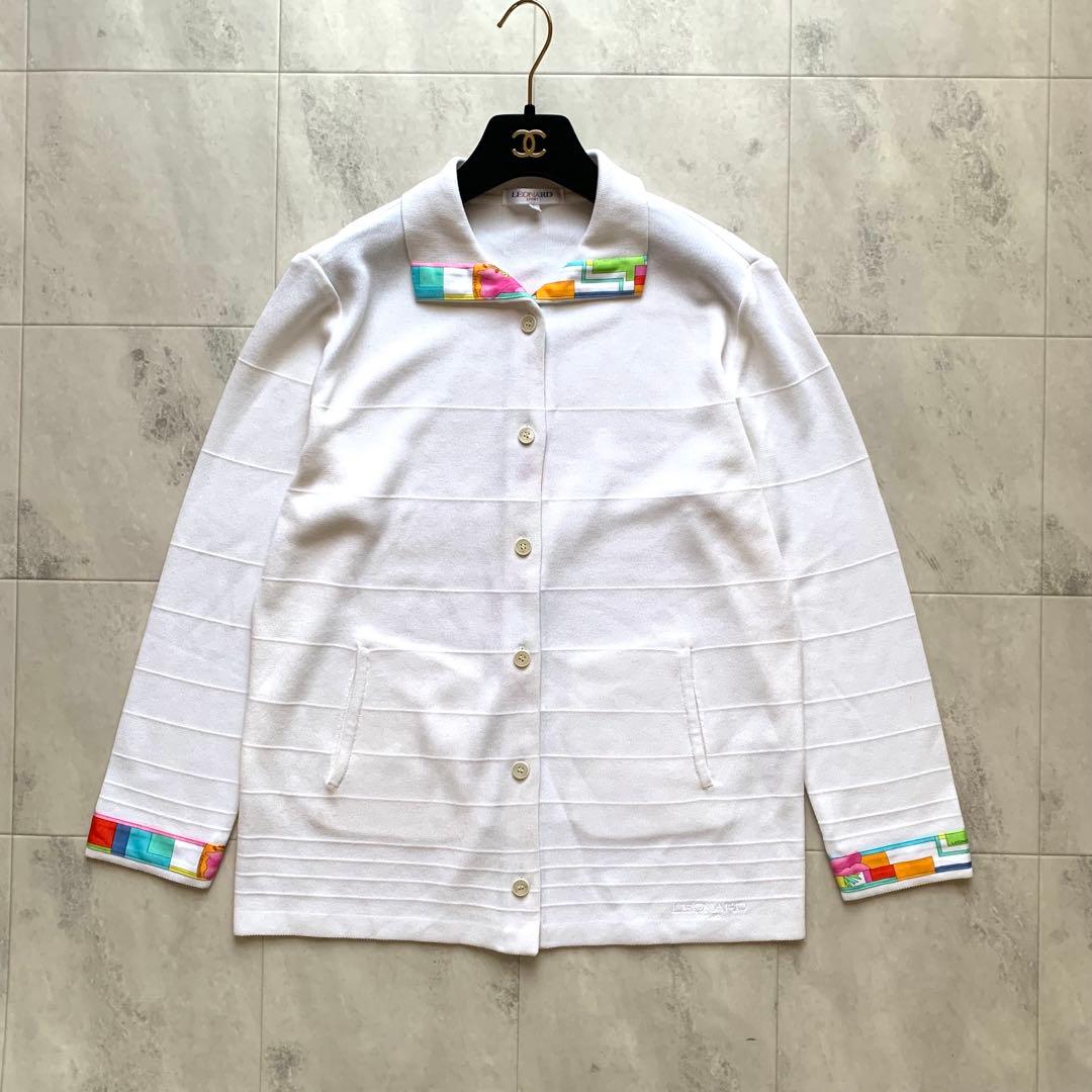 美品♡レオナール ニットジャケット カーディガン トリム 花柄