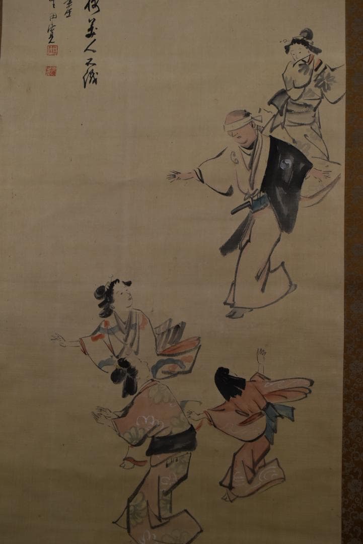 真作】久保田米僊/大石義雄/一力茶屋に豪遊を極む/掛軸/