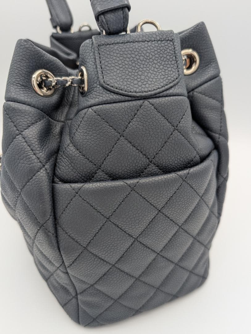 CHANEL 巾着型 チェーンショルダー ハンドバッグ 2Way キャビアスキン