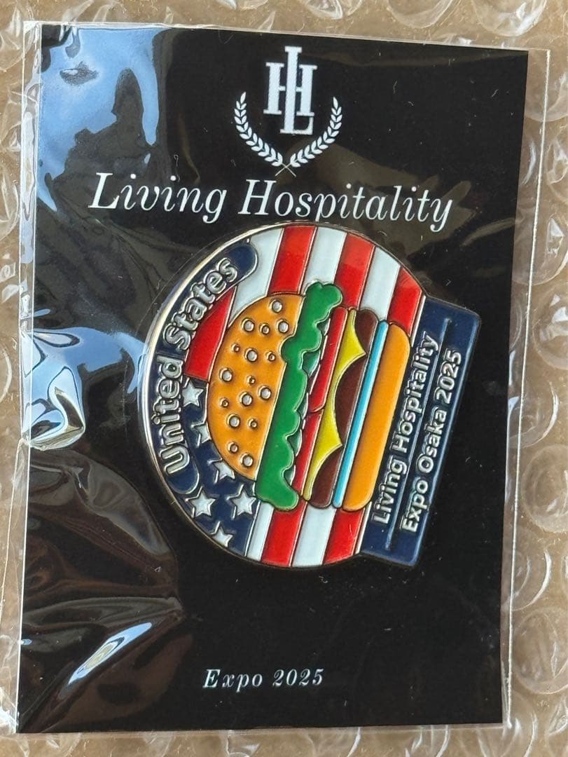 激レア！！ 大阪・関西万博 アメリカ館 ハンバーガー ピンバッジ
