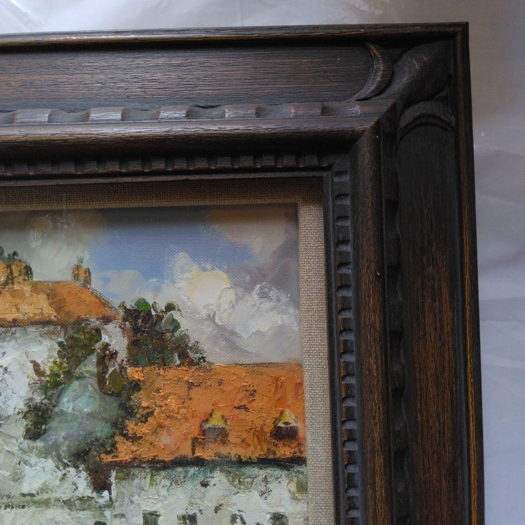 港の風景 油彩画 ダークブラウンフレーム | 激安通販のイーサプライ