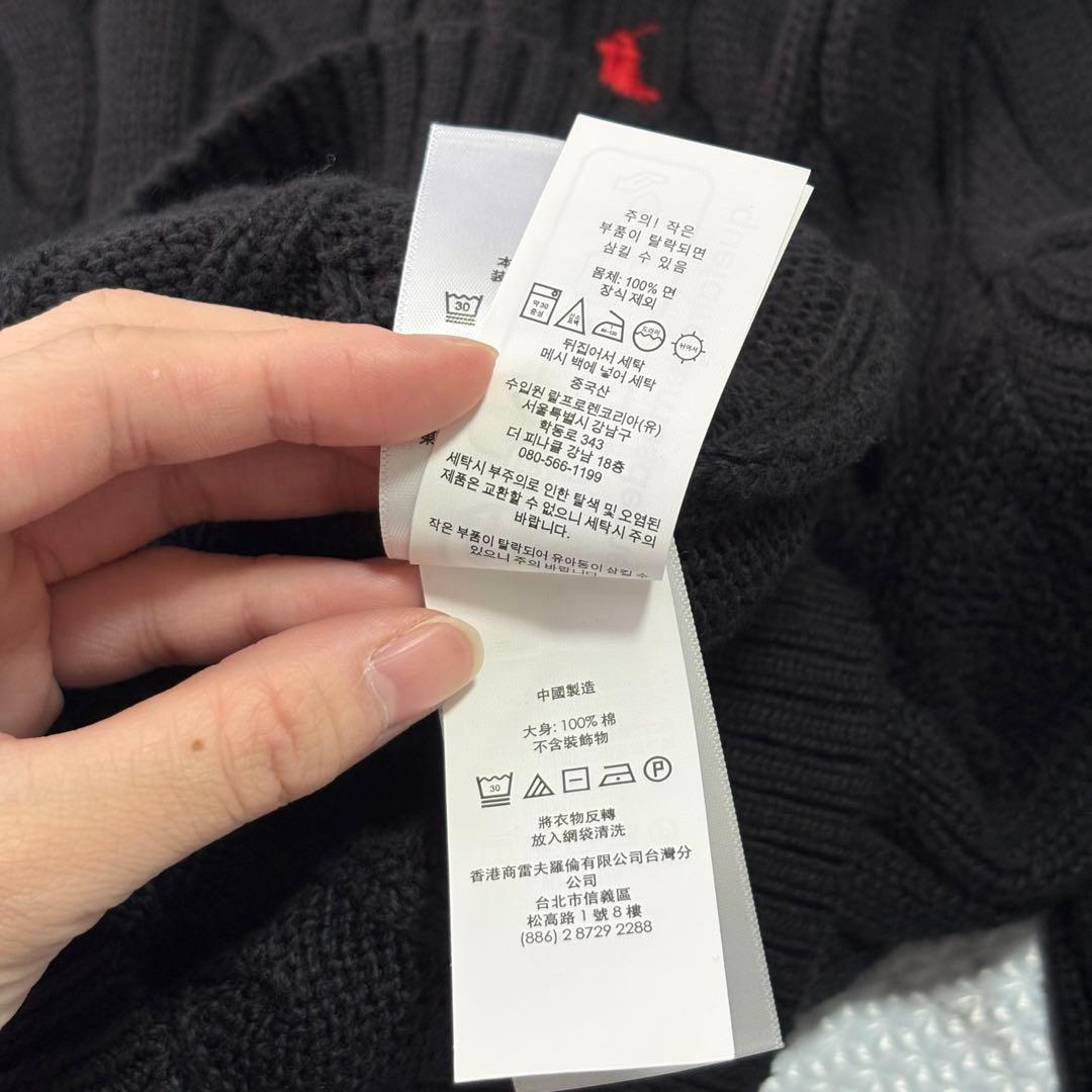 ✨美品✨ ポロラルフローレン現行QR黒 ケーブルニットM - メルカリ