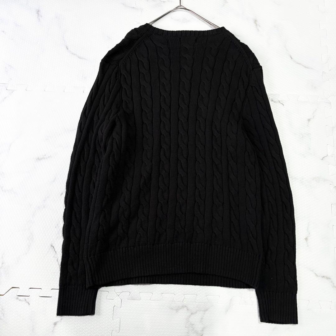 ✨美品✨ ポロラルフローレン現行QR黒 ケーブルニットM - メルカリ