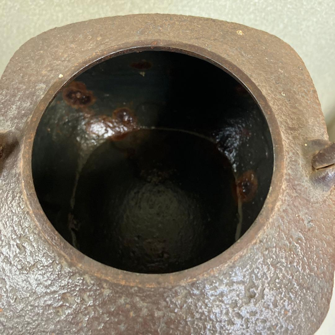 南部鉄器 四角型鉄瓶 小槌型の蓋 南部盛岡三厳堂