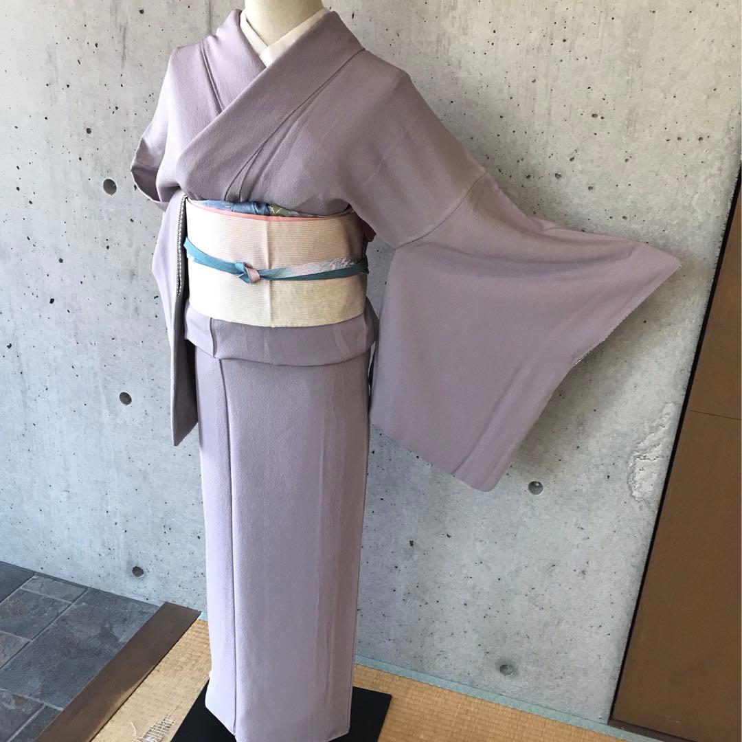 正絹 色無地 袷 柄八掛 裄68