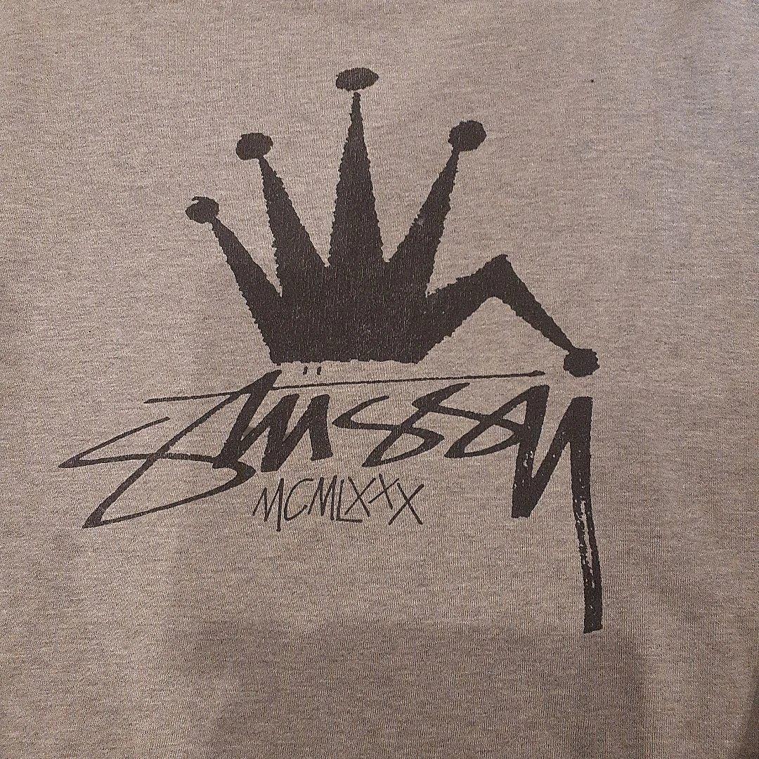 old STUSSY】折れクラウン染み込みプリントスェット 霜降りグレー