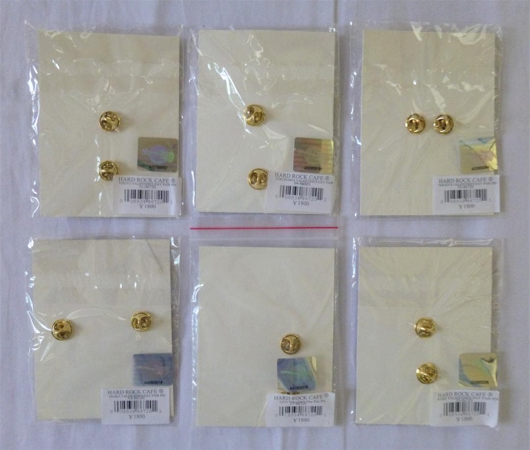 ハードロックカフェ 2002年バレンタインピン6店舗セット ハードロック