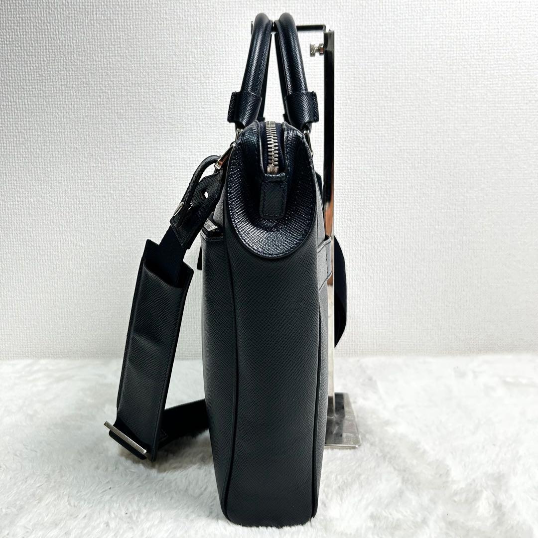 SERAPIAN サフィアーノレザー 牛革 2way ビジネスバック 紺色の通販は