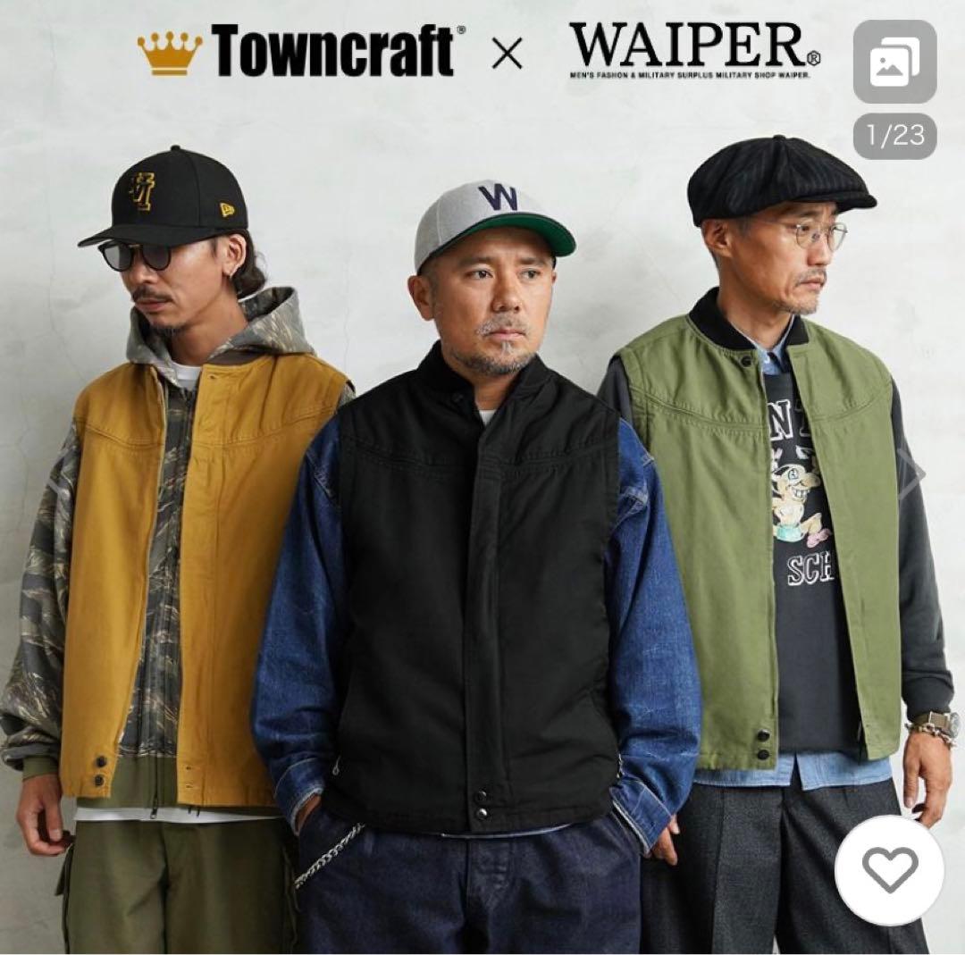 Towncraft × WAIPER ノースリーブベスト M ブラック　試着 WAIPER×TOWN CRAFT ダービースタイル ベスト - メルカリ