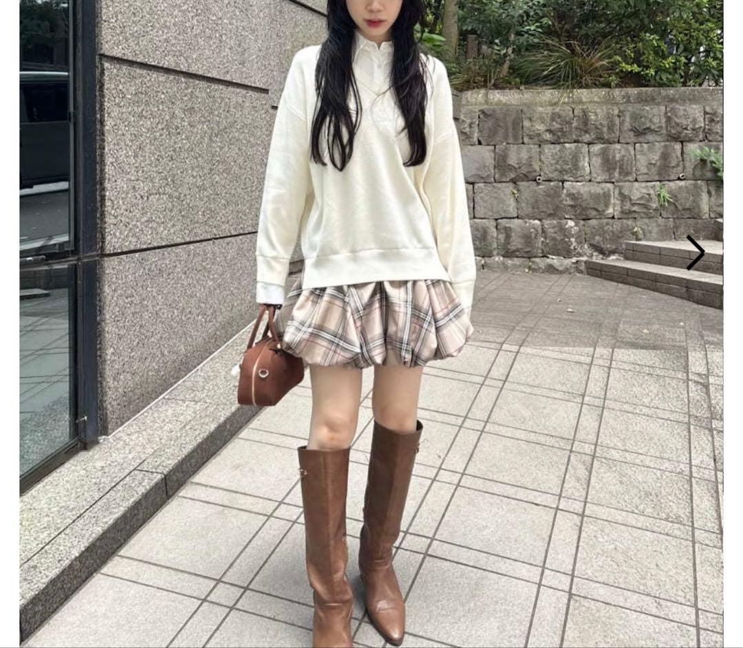 LILY BROWN ニットドッキングバルーンワンピース ivory