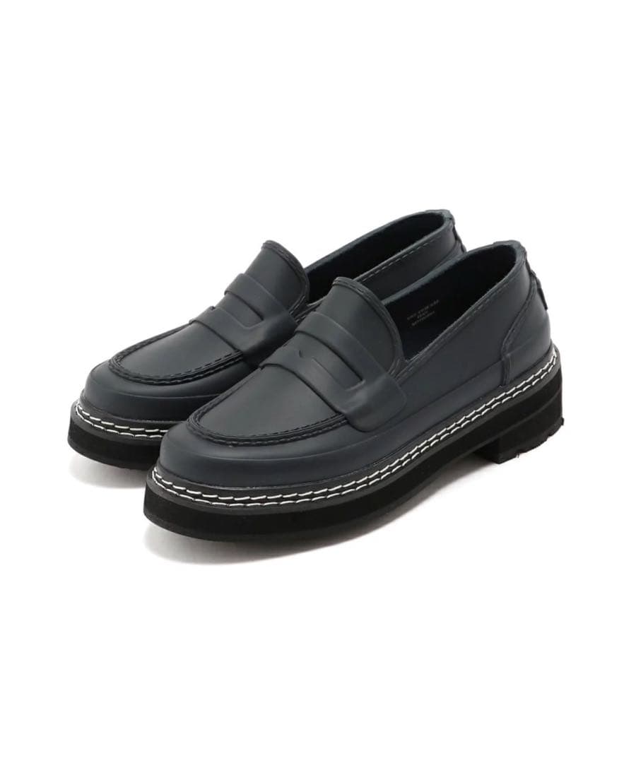 【極美品】Hunter レイン　ローファー　完全防水　付属品完備　23cm HUNTER（ハンター） レインローファー WOMEN REF STITCH PENNY LOAFER