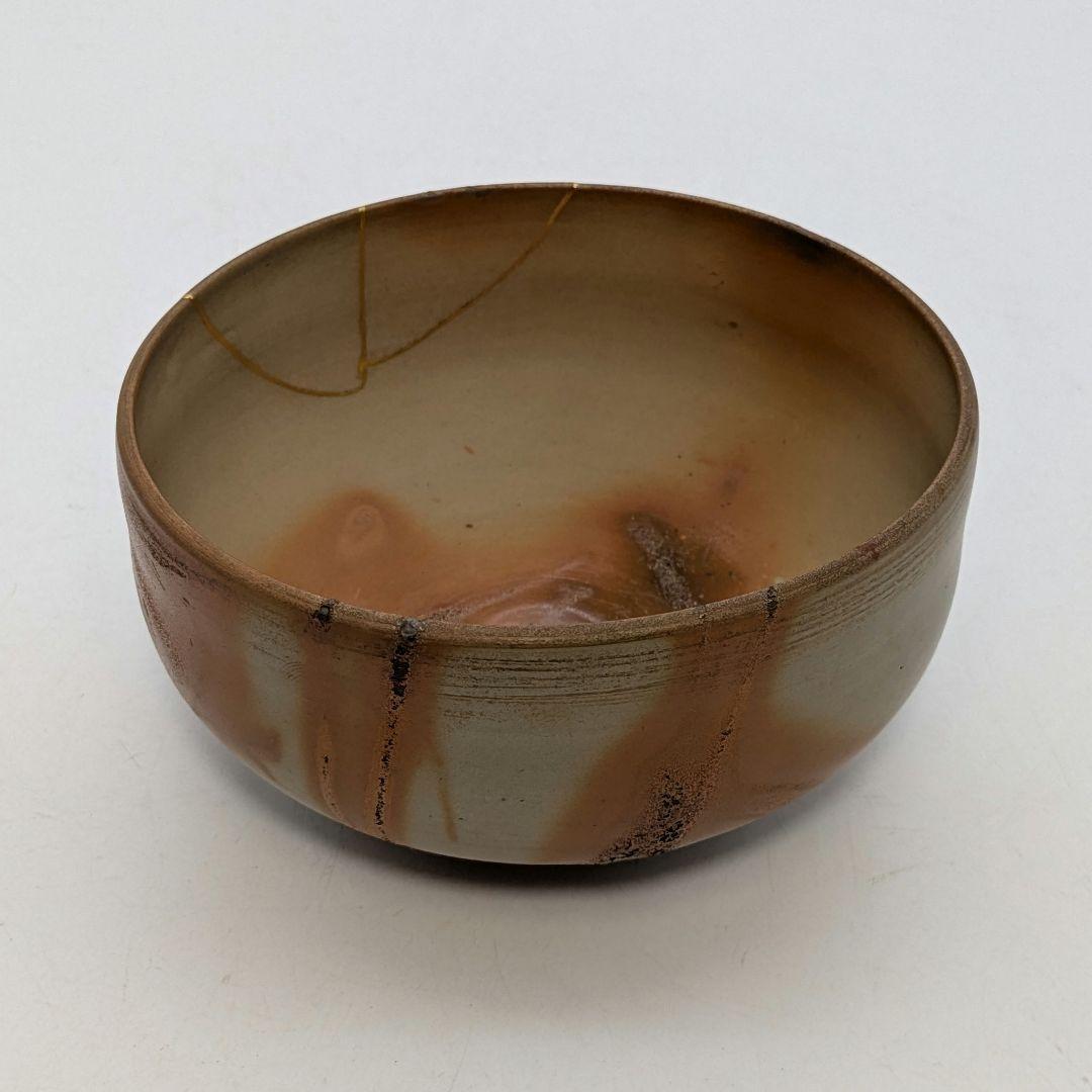 金継ぎあり】三代 松田華山 備前焼 緋襷茶盌 共箱共布 抹茶碗