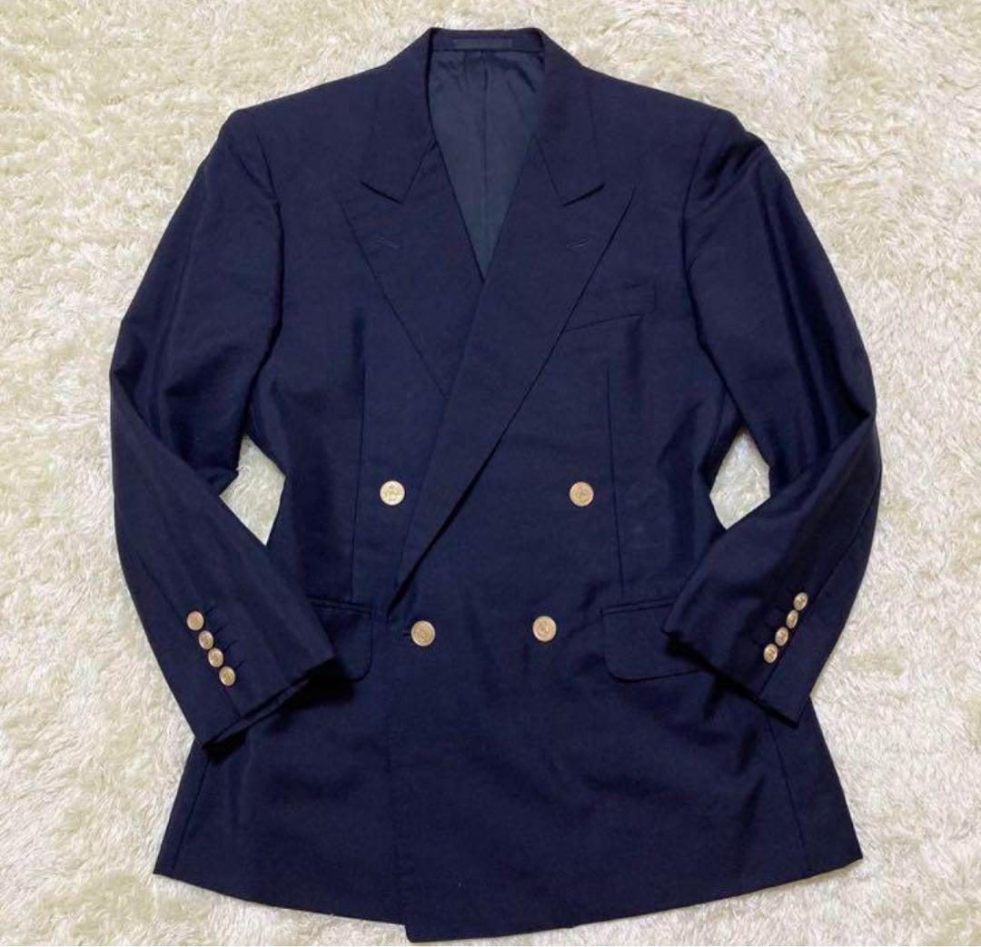 美品 モヘア⭐️バーバリー 紺ブレ ダブルブレスト セットアップ L