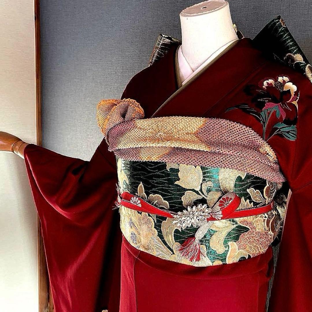 振袖フルセット 高身長 刺繍友禅 成人式振袖 振袖 裄丈69 ➕サイズ 赤