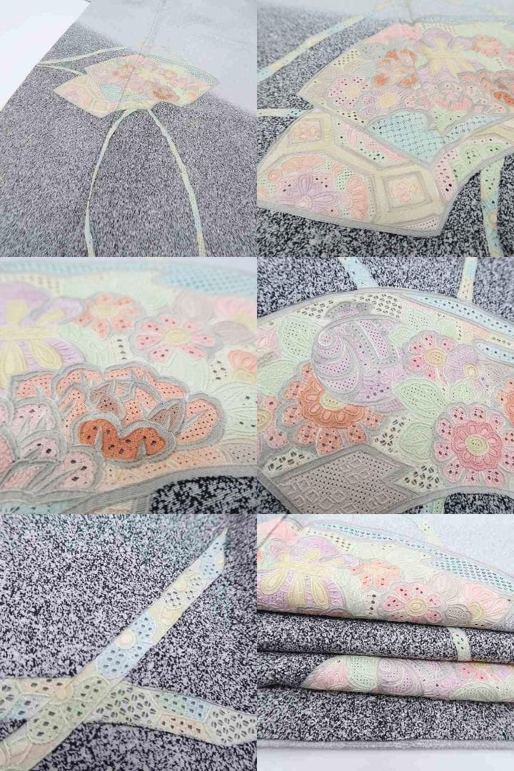 蘇州刺繡 正絹 着物“シックな幻想に優雅に映える花扇☆”訪問着 R-45