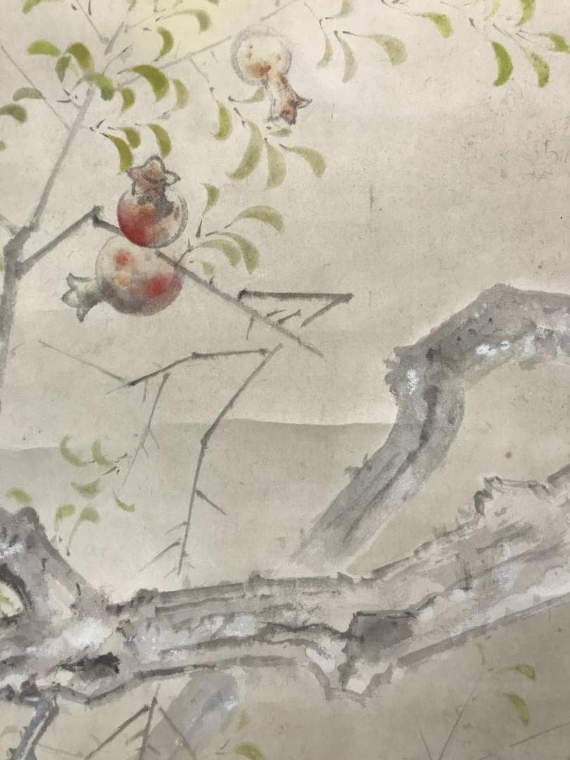 真作】森本修吉/ザクロに小禽図/西山翠峰師事/掛軸/名家伝来/AC-322