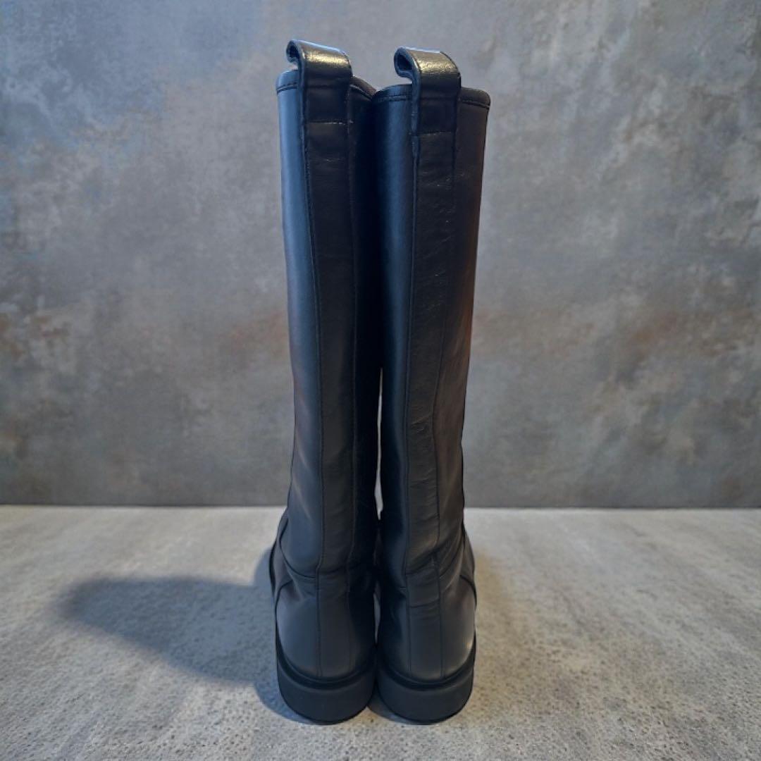 カミナンド ライディングロングブーツ レザー 厚底　黒 24.0cm 8サイズ