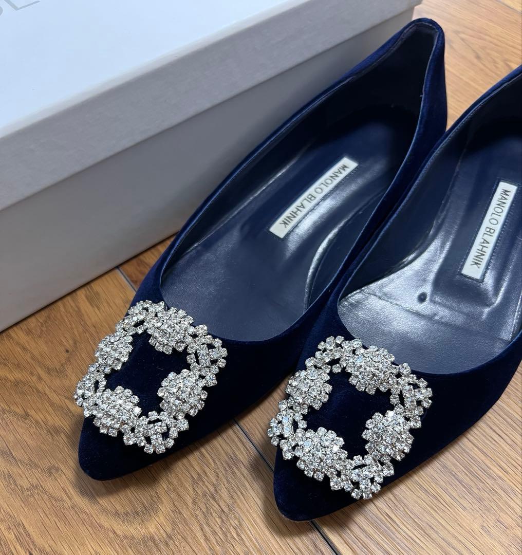 Mimi 様専用MANOLO BLAHNIK ネイビー フラットシューズ36