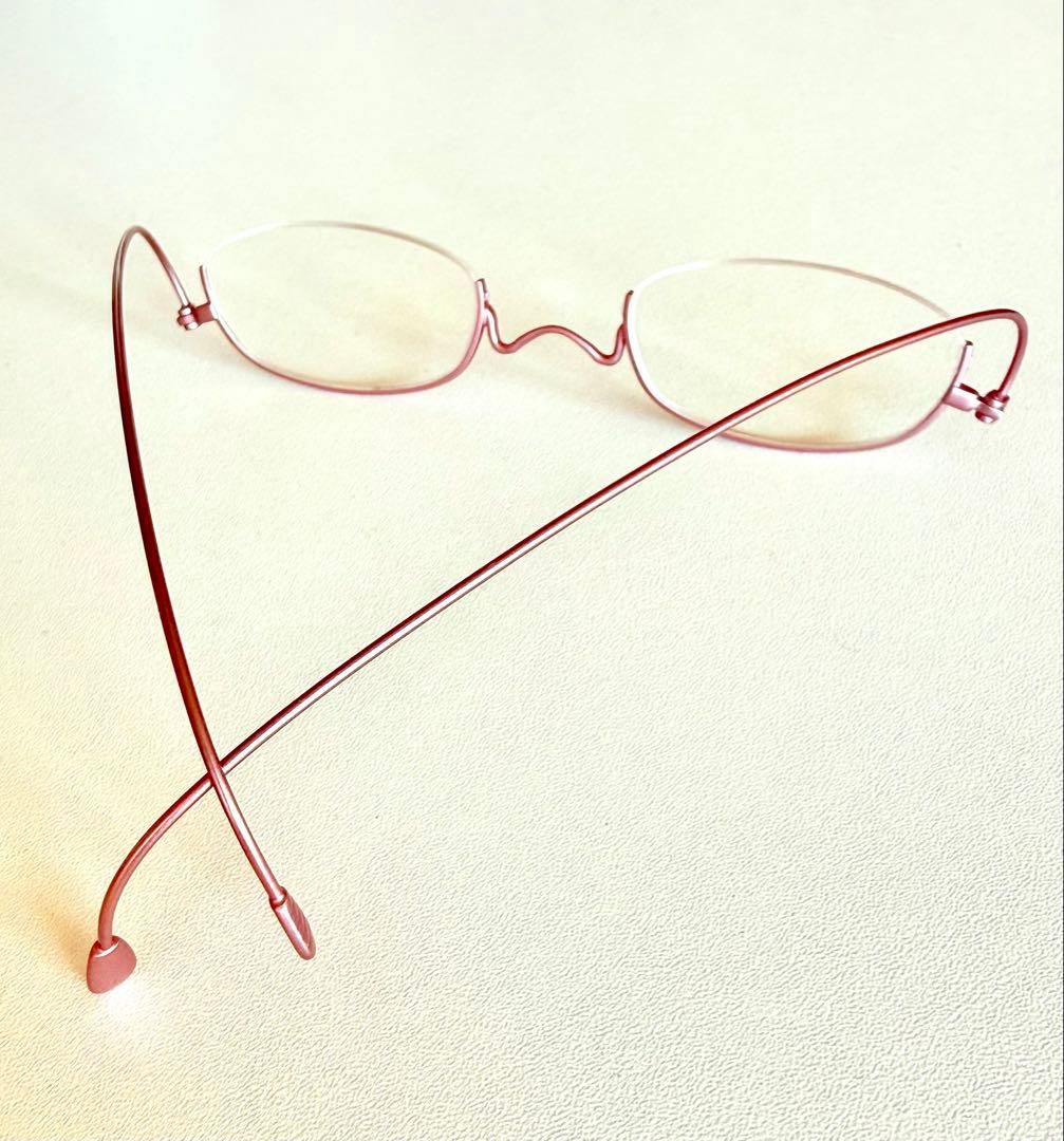 リーディンググラス シャンパンピンクオーバル 革ケース付き