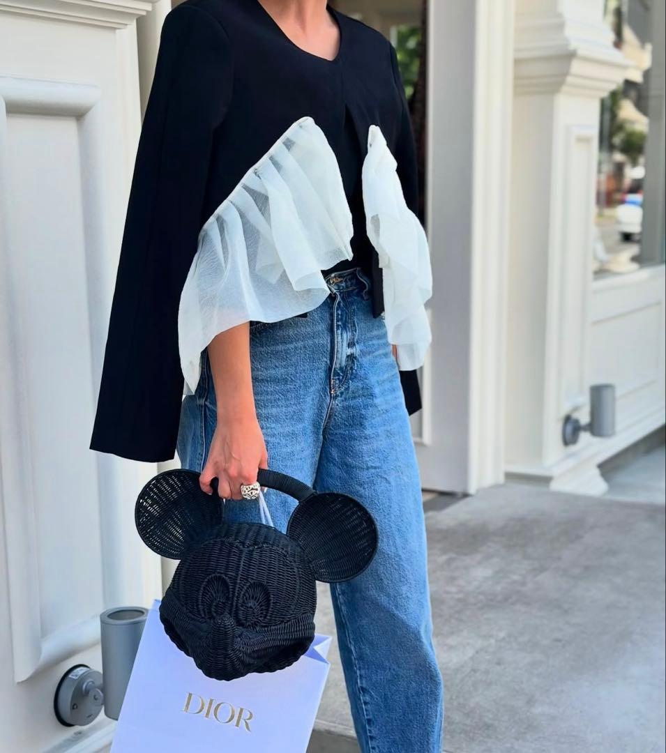 ミッキーマウス ブラックかごバッグ - メルカリ