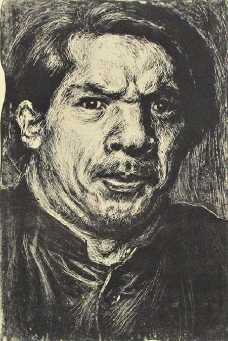 筧忠治 タイトル「自画像」 リトグラフ 額装 - メルカリ