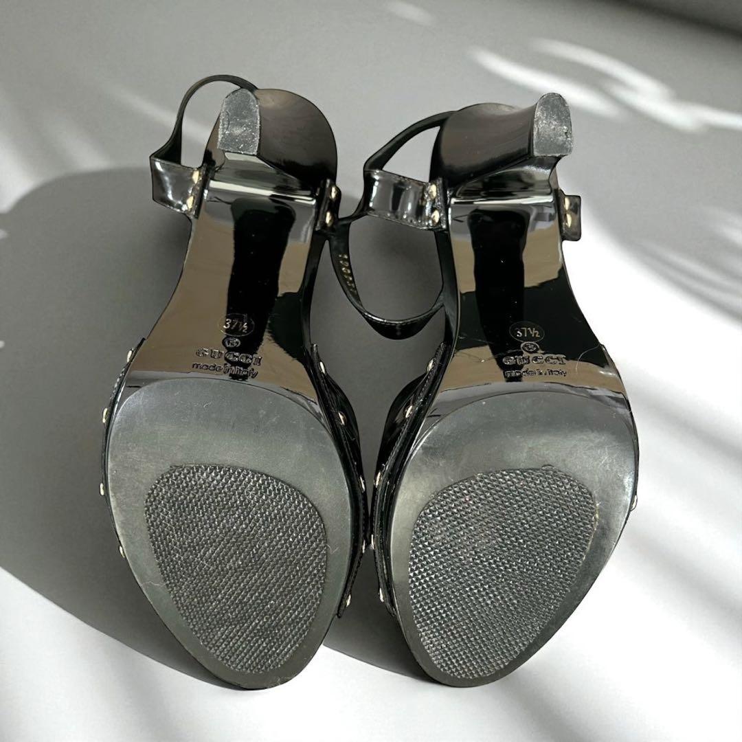 GUCCI ホースビット サンダル　スタッズ　パテントレザー　24.5cm