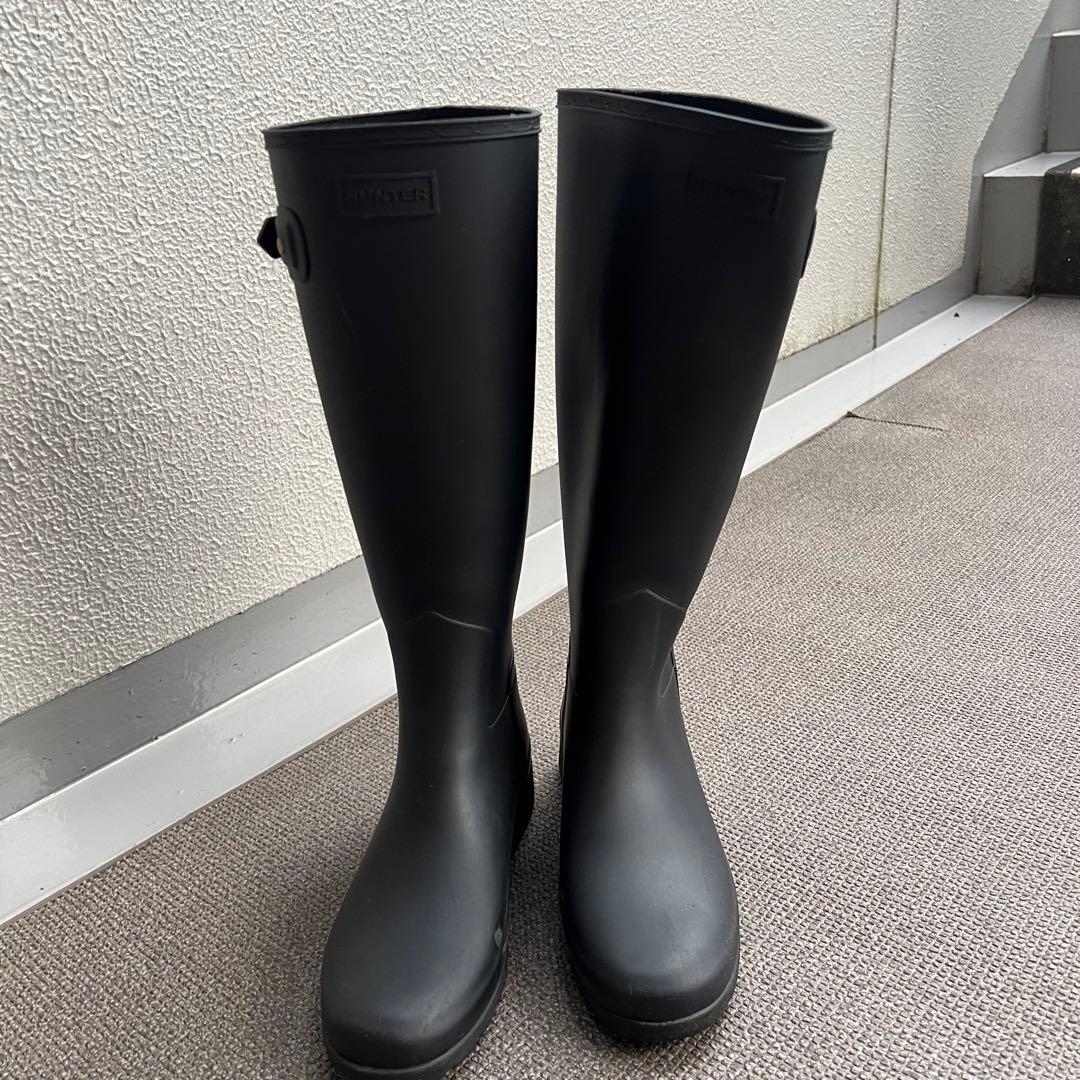HUNTER リファインドアイレットバック ブラック長靴