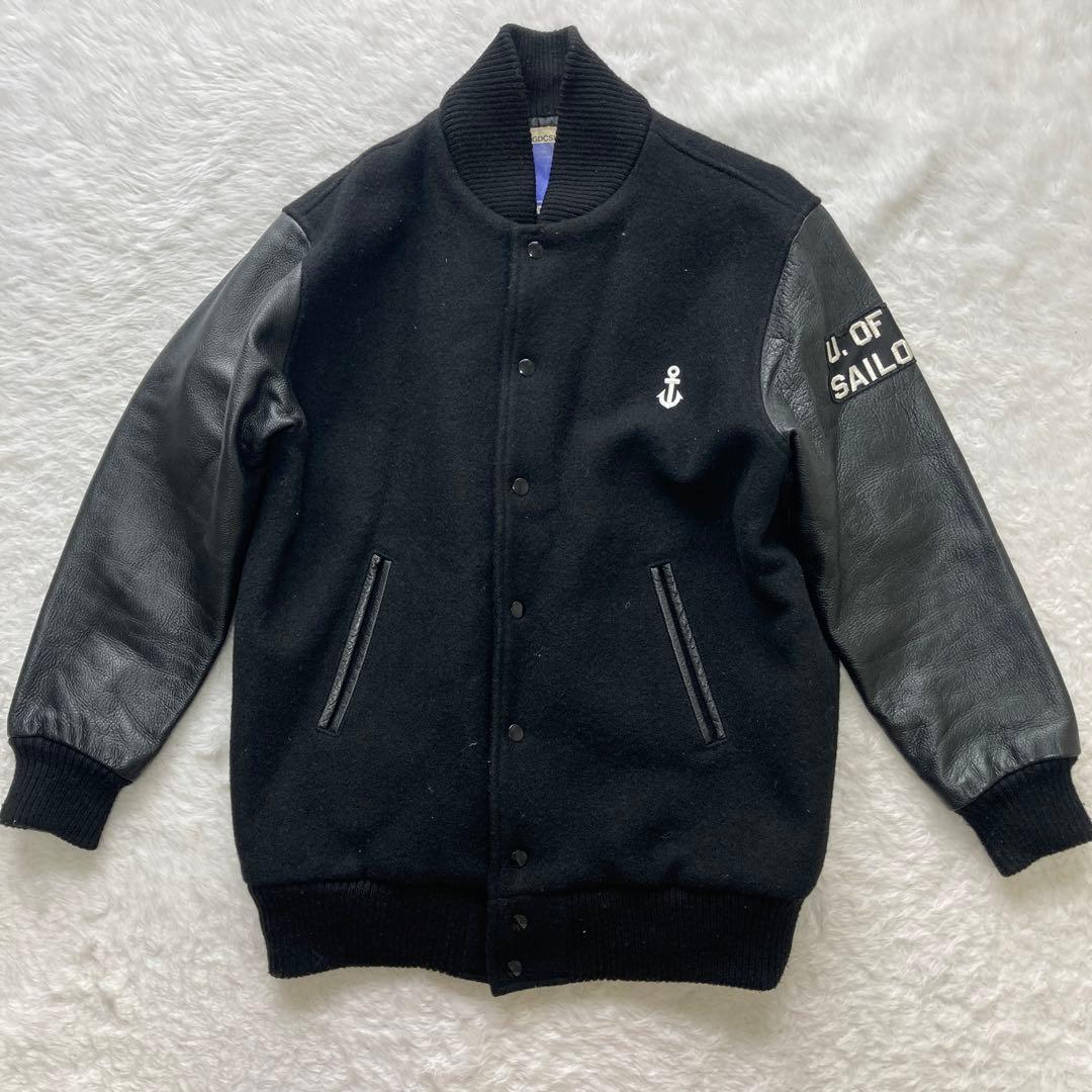 極美品☆GDC スタジャン レザー切り替え バックロゴ クロスボーン M位