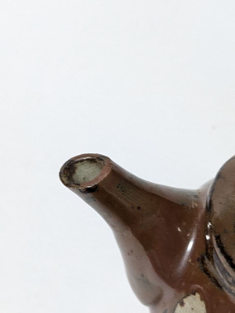 押し上2-C）浜田庄司 急須 茶色と白の模様