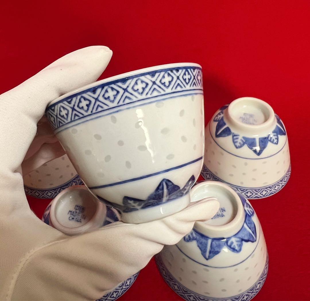 中国美術 内絵 飾り壺 2客セット 台座付 ぼんぼり風 染付 磁器