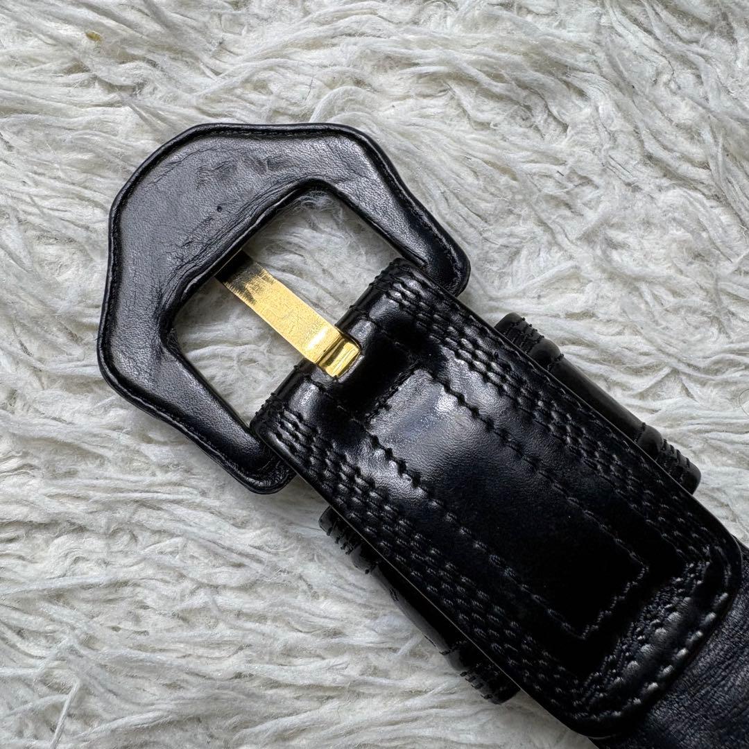 LOEWE ロエベ アナグラム 黒 レザー 太ベルト サイズ70 スペイン製